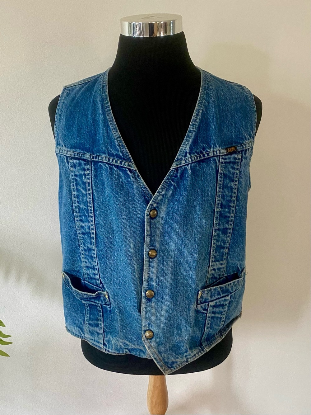 Vintage Lee Denim Vest USA Men’s 40 (?) M L Western Trucker Cowboy Jean Selvage